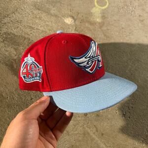 Los Angeles Angels Icy Blue Bottom 40th Season Side Patch New Era Fitted 7 1/8
